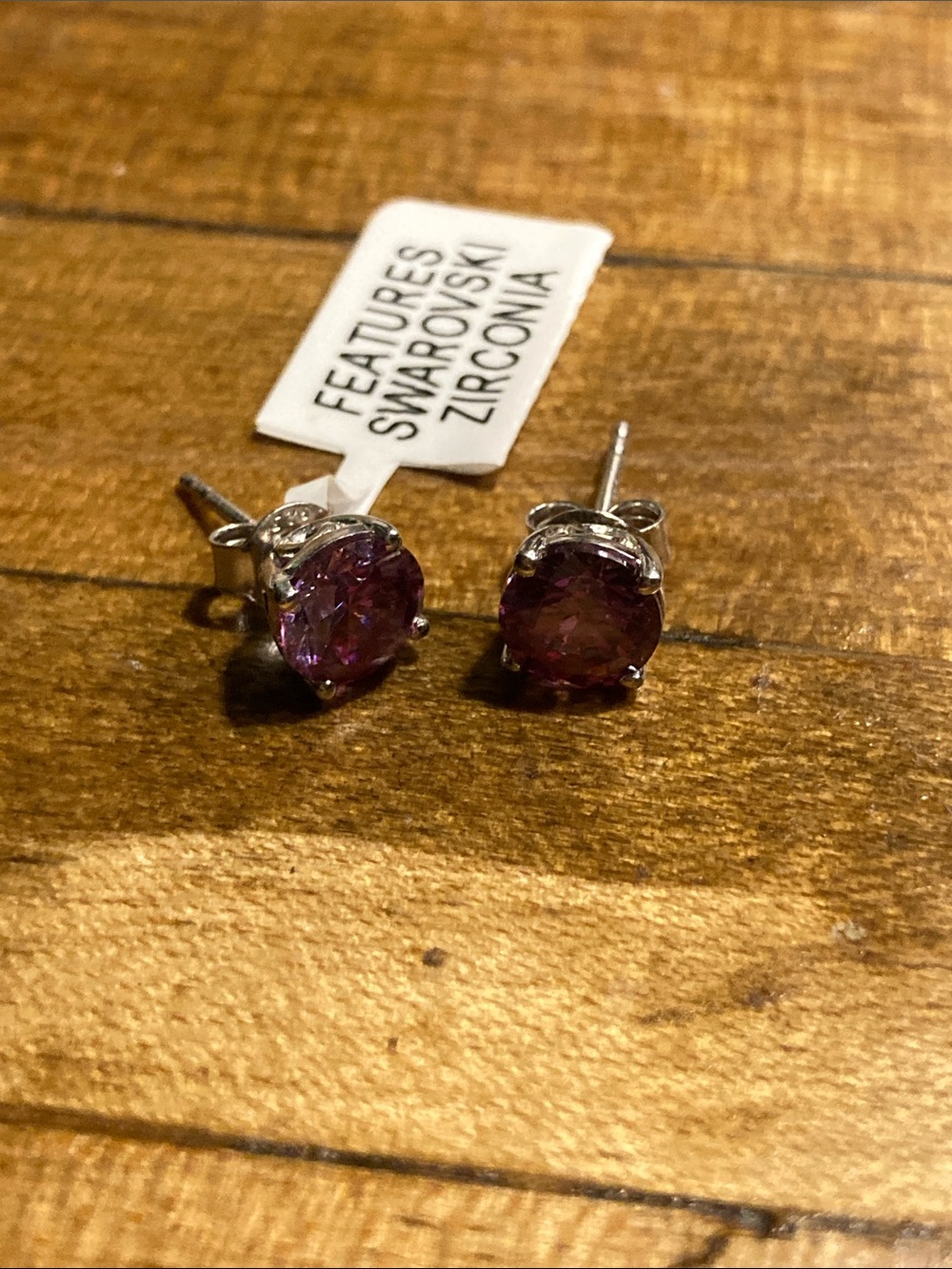 Purple Swarovski Zirconia 925 Stud Earrings
